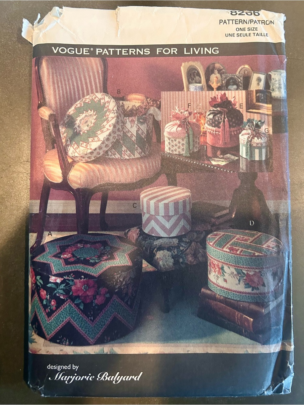 VTG 1992 Vogue 8266 Fabric Band Boxes Sewing Pattern Marjorie Balyard Uncut